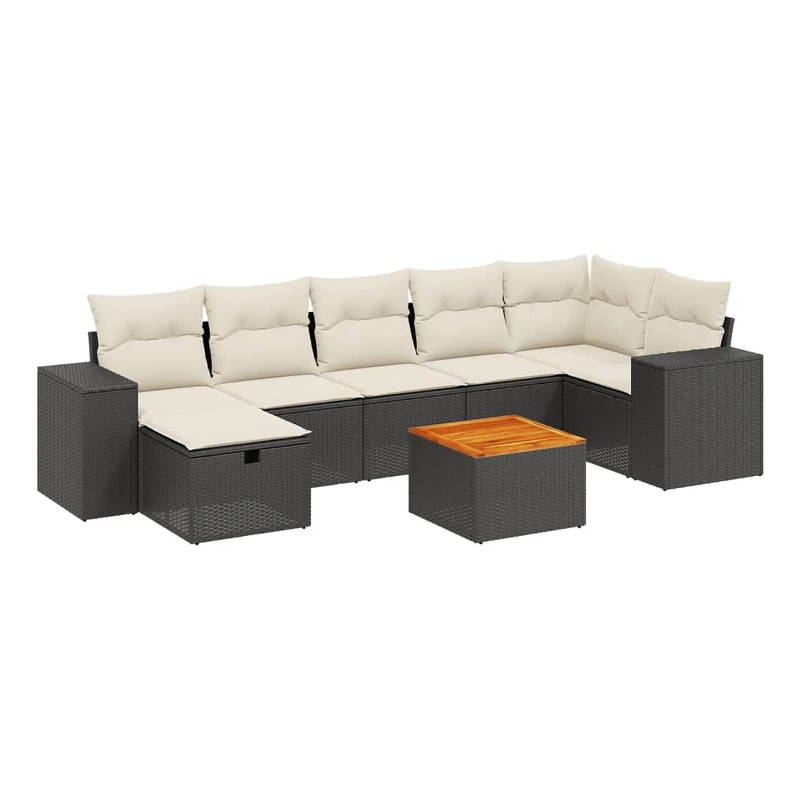 vidaXL 8 Piece Steel Small Sofa Set in Black