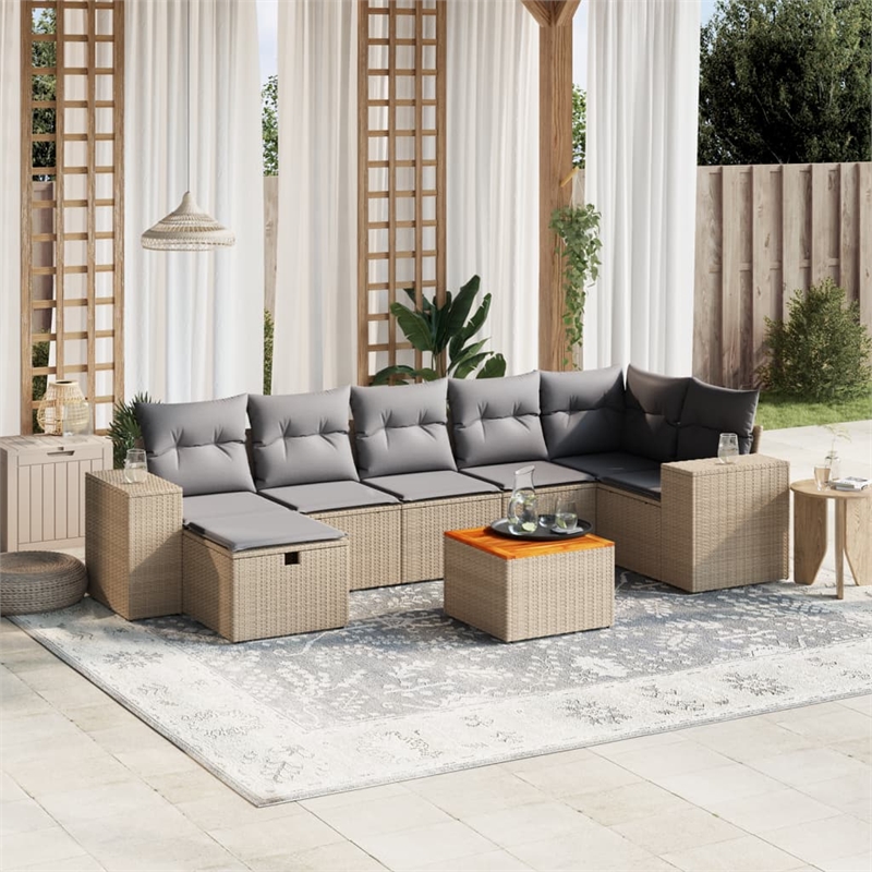 vidaXL 8 Piece Steel Sofa Set in Gray/Beige