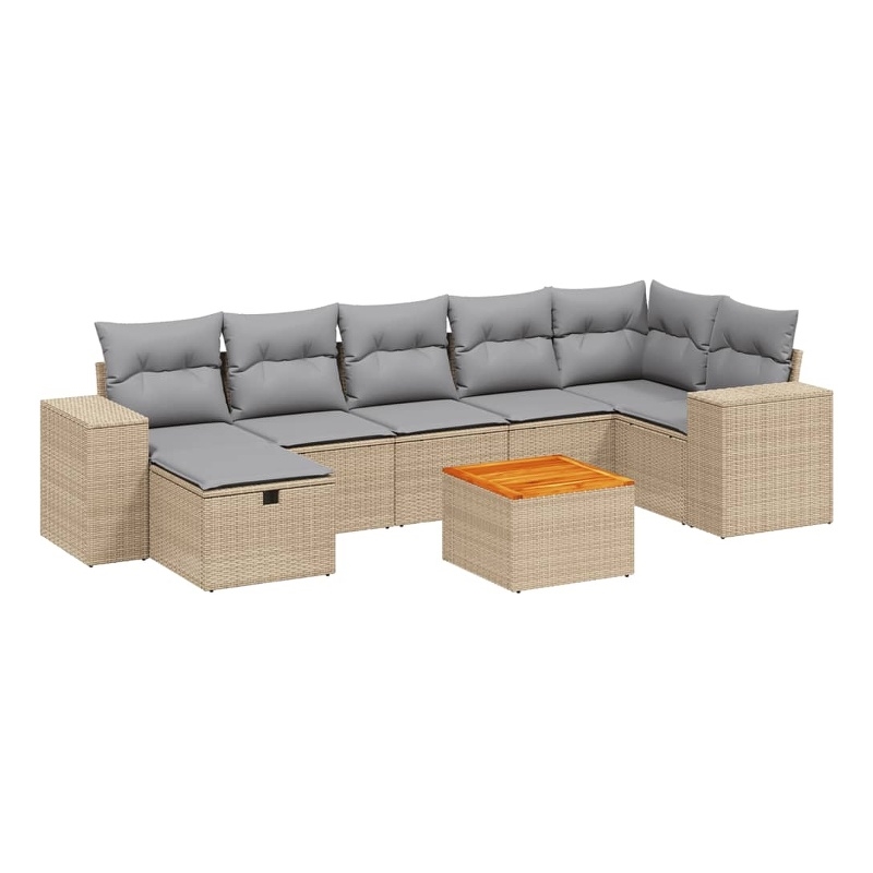 vidaXL 8 Piece Steel Sofa Set in Gray/Beige