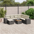 vidaXL 8 Piece Solid Acacia Wood Small Sofa Set in Black