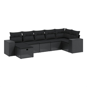 vidaXL 8 Piece Solid Acacia Wood Small Sofa Set in Black