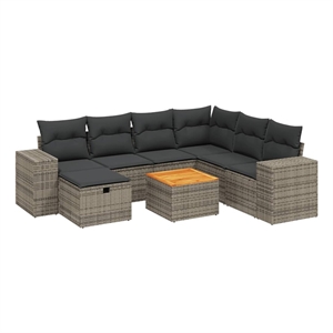 vidaXL 8 Piece Solid Acacia Wood Sofa Set in Gray