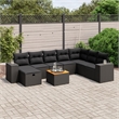 vidaXL 9 Piece Solid Acacia Wood Small Sofa Set in Black