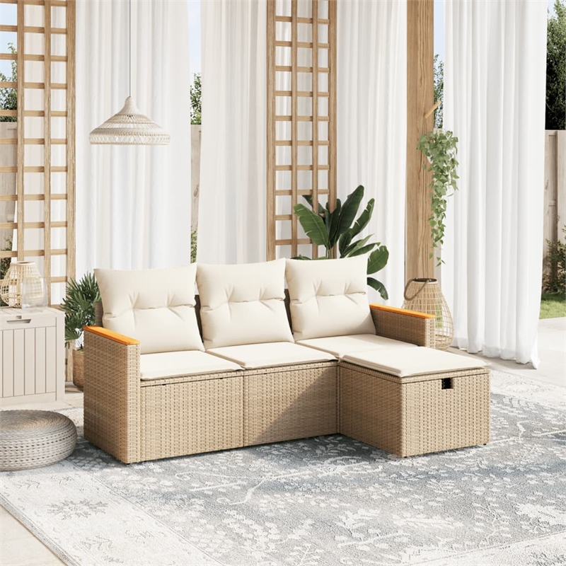 vidaXL 4 Piece Sofa Set in White/Cream/Beige