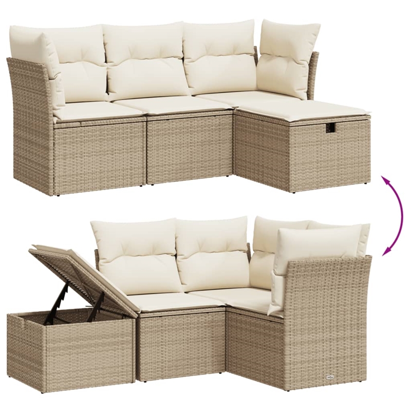 vidaXL 4 Piece Sofa Set in White/Cream/Beige