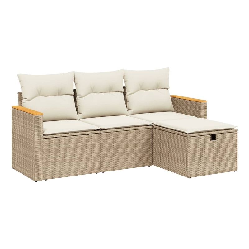 vidaXL 4 Piece Sofa Set in White/Cream/Beige