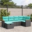 vidaXL 6 Piece Poly Rattan Small Sofa Set in Black