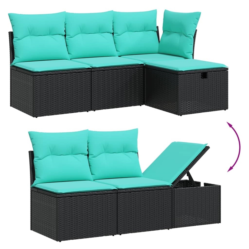vidaXL 6 Piece Poly Rattan Small Sofa Set in Black