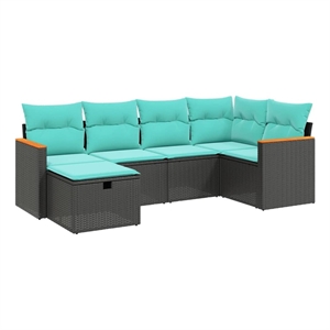 vidaXL 6 Piece Poly Rattan Small Sofa Set in Black