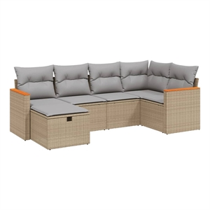 vidaXL 6 Piece Steel Large Sofa Set in Beige
