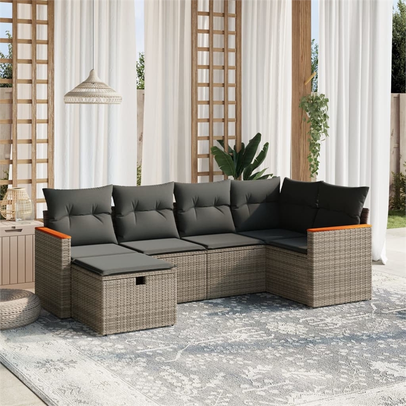 vidaXL Poly Rattan Sofa Set in Gray