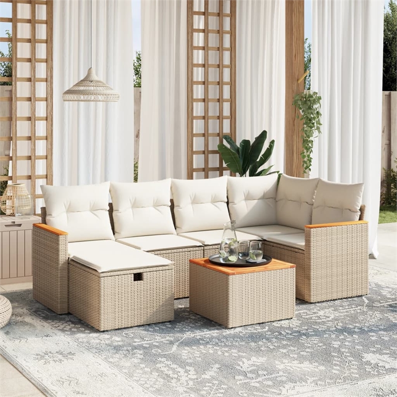 vidaXL 7 Piece Sofa Set in White/Cream/Beige