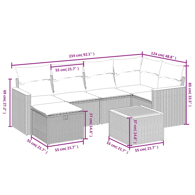 vidaXL 7 Piece Sofa Set in White/Cream/Beige