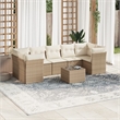 vidaXL Poly Rattan Sofa Set in White/Cream/Beige