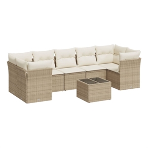 vidaXL Poly Rattan Sofa Set in White/Cream/Beige