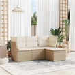 vidaXL 4 Piece Steel Small Sofa Set in White/Cream/Beige