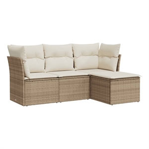 vidaXL 4 Piece Steel Small Sofa Set in White/Cream/Beige
