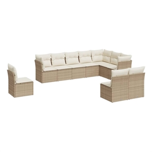 vidaXL 10 Piece Large Sofa Set w/ Removable Covers in Beige