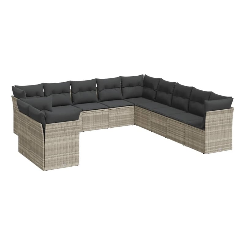 vidaXL 11 Piece Poly Rattan Sofa Set in Gray