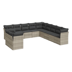 vidaXL 11 Piece Poly Rattan Sofa Set in Gray