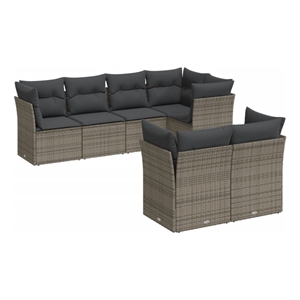 vidaXL 7 Piece Poly Rattan Large Sofa Set in Gray
