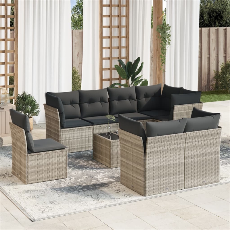 vidaXL 9 Piece Sofa Set in Gray