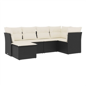 vidaXL 6 Piece Poly Rattan Small Sofa Set in Black