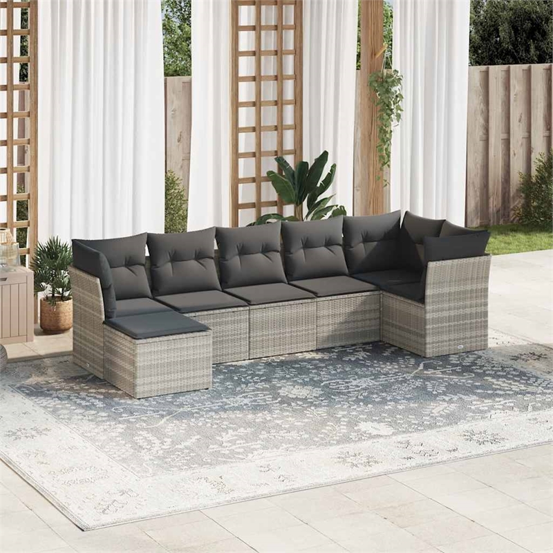vidaXL Poly Rattan Sofa Set in Gray