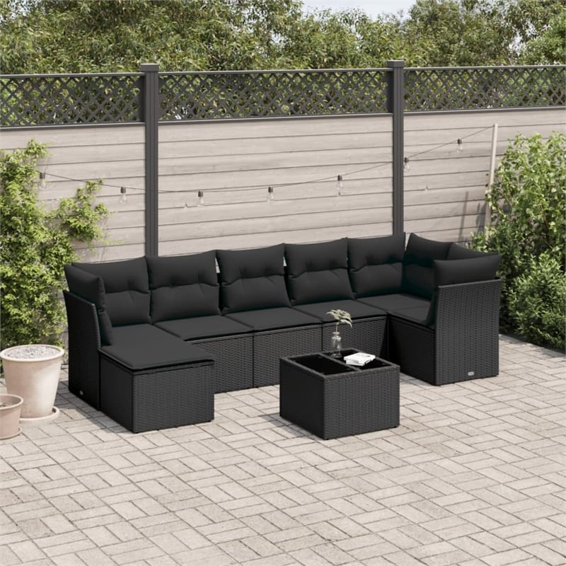 vidaXL 8 Piece Poly Rattan Sofa Set in Black