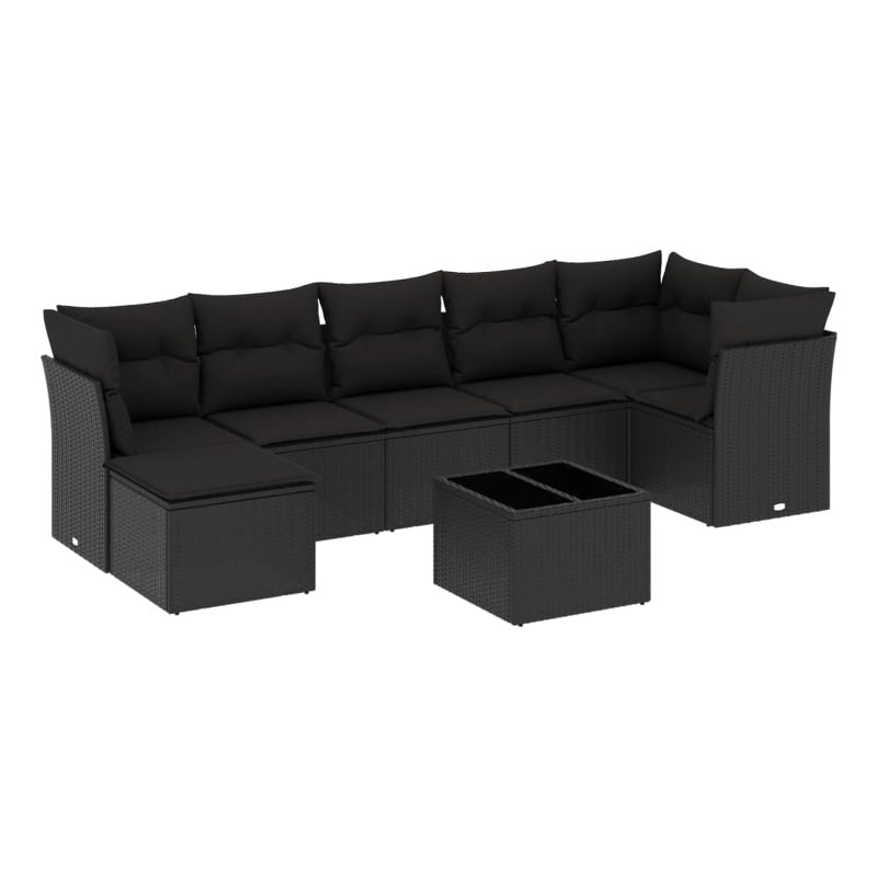 vidaXL 8 Piece Poly Rattan Sofa Set in Black