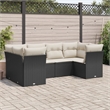 vidaXL 6 Piece Poly Rattan Sofa Set in Black/Cream