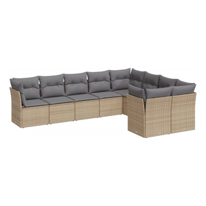 vidaXL 9 Piece Steel Sofa Set in Gray/Beige