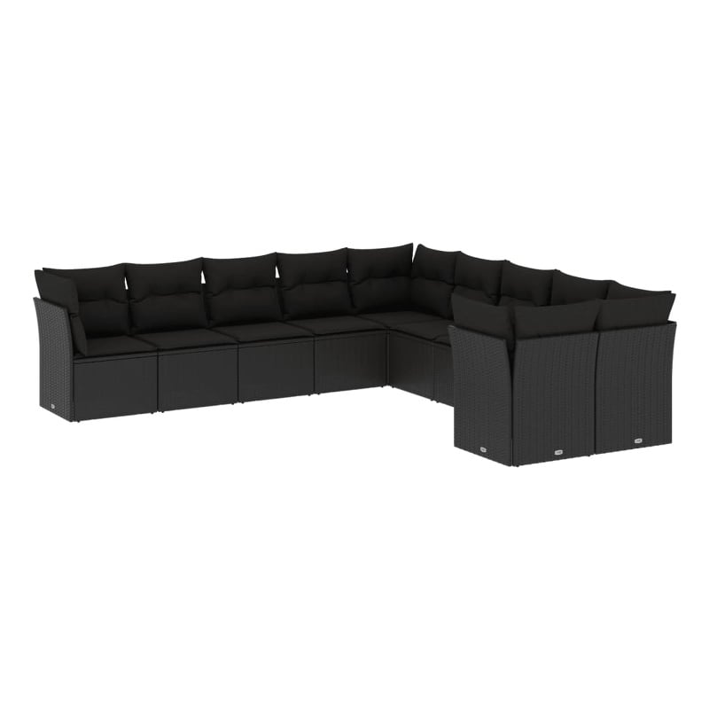 vidaXL 10 Piece Poly Rattan Sofa Set in Black