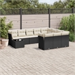 vidaXL 11 Piece Poly Rattan Large Sofa Set in Black/White/Cream