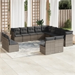 vidaXL 13 Piece Poly Rattan Small Sofa Set in Gray
