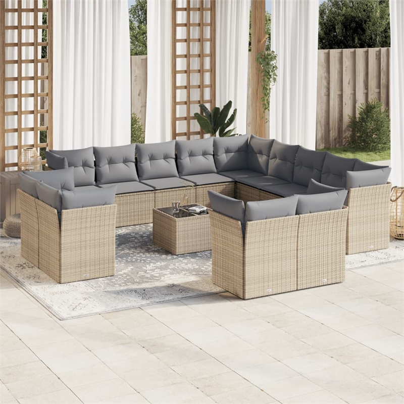 vidaXL 14 Piece Large Sofa Set in Beige
