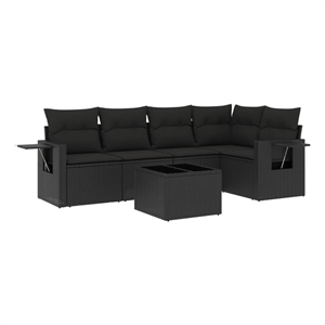vidaXL 6 Piece Poly Rattan Sofa Set in Black
