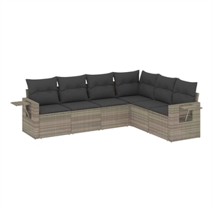 vidaXL 6 Piece Poly Rattan Sofa Set in Gray