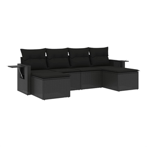vidaXL 6 Piece Poly Rattan Medium Sofa Set in Black