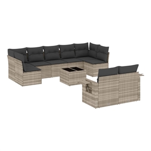 vidaXL 10 Piece Poly Rattan Sofa Set in Gray
