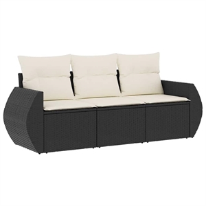 vidaXL 3 Piece Poly Rattan Standard Sofa Set in Black