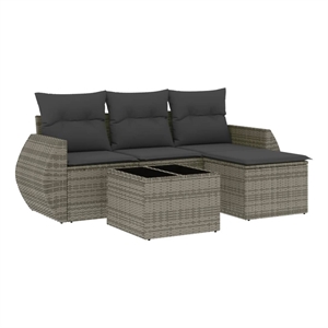 vidaXL 5 Piece Poly Rattan Sofa Set in Gray