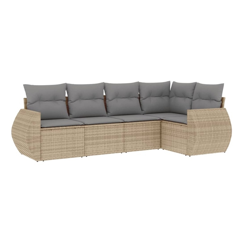vidaXL 5 Piece Steel Sofa Set in Gray/Beige