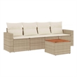 vidaXL 5 Piece Solid Acacia Wood Sofa Set in Beige