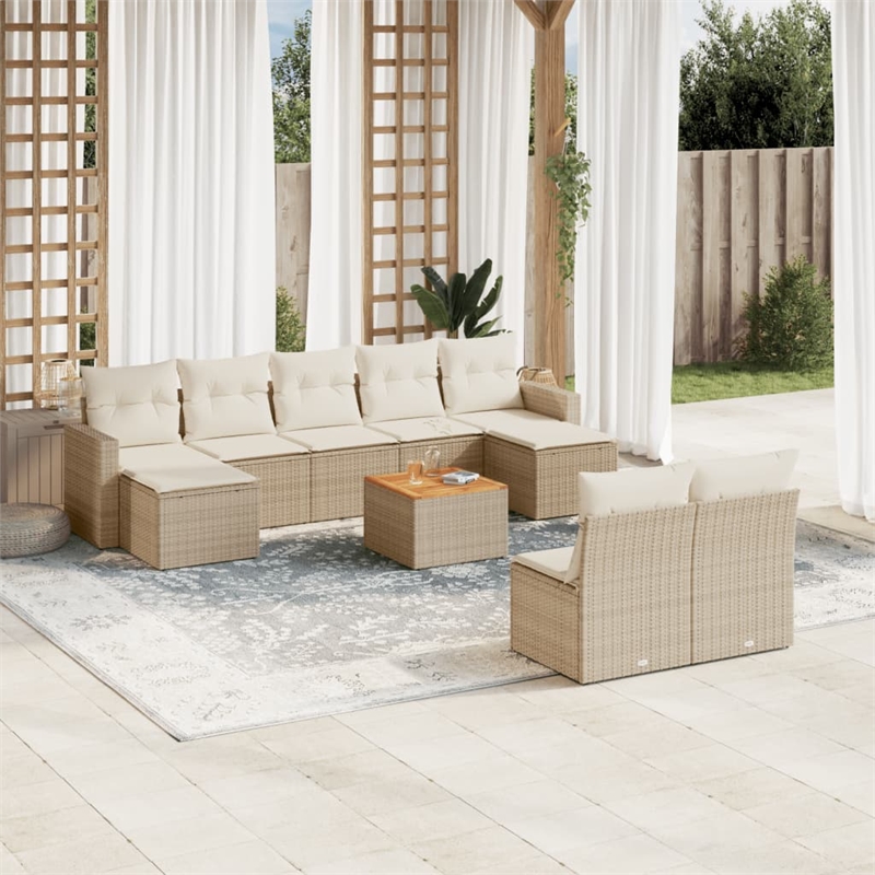 vidaXL 10 Piece Small Patio Sofa Set in Beige