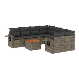 vidaXL 9 Piece Poly Rattan Sofa Set in Gray