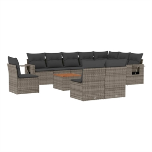 vidaXL 11 Piece Poly Rattan Sofa Set in Gray