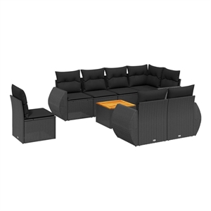 vidaXL 9 Piece Poly Rattan Sofa Set in Black