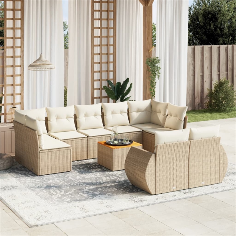vidaXL 10 Piece Sofa Set in Beige