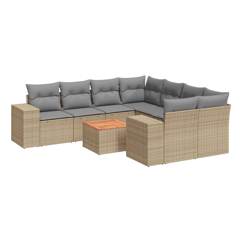 vidaXL 9 Piece Steel Sofa Set in Gray/Beige